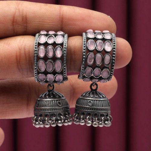 Pink Color Premium Oxidised Earrings