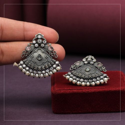 Pink Color Premium Oxidised Earrings