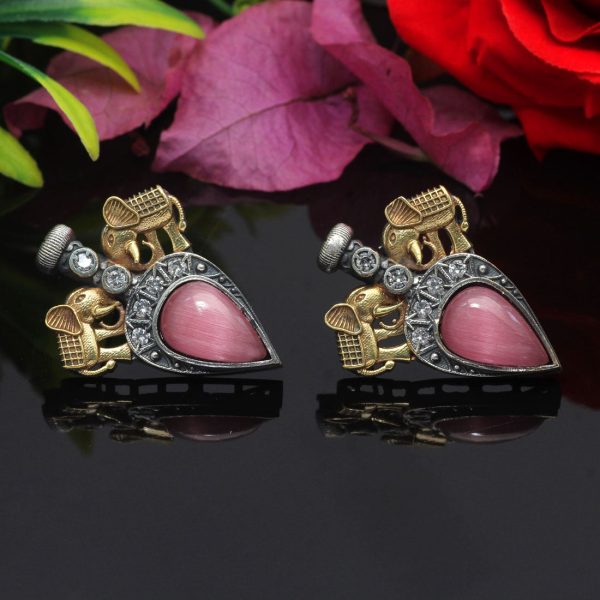 Pink Color Premium Oxidised Earrings-0