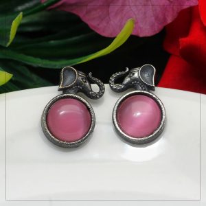 Pink Color Premium Oxidised Earrings-0