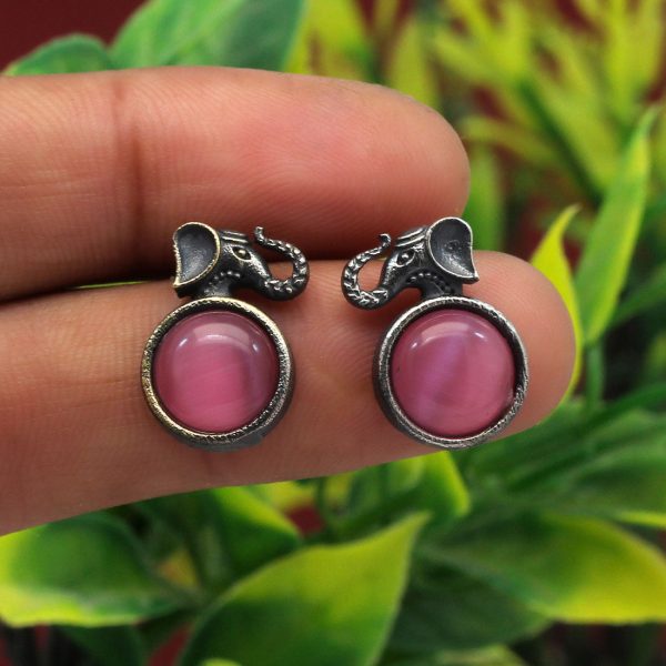 Pink Color Premium Oxidised Earrings-4670