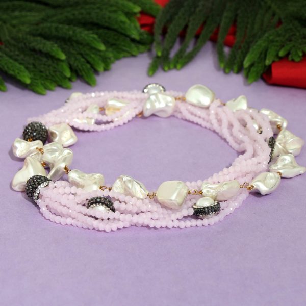Pink Color Stone Necklace Set-10670