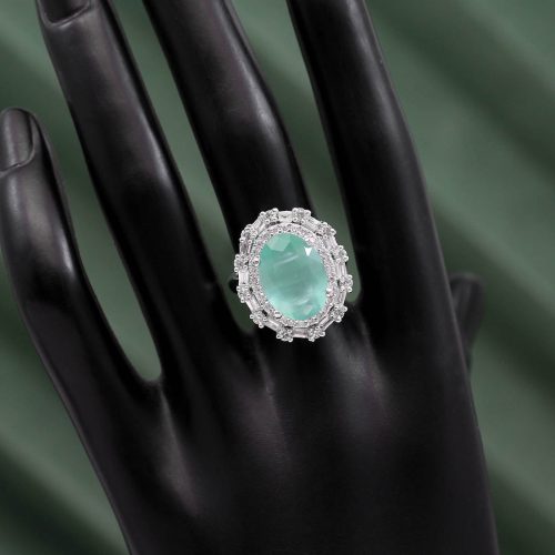 Pista Green Color American Diamond Finger Ring