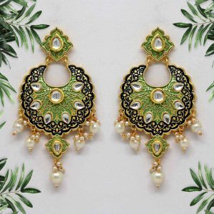 Pista Green Color Mint Meena Earrings-0