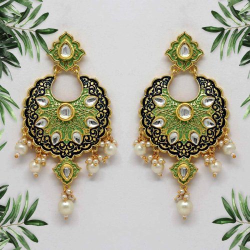 Pista Green Color Mint Meena Earrings