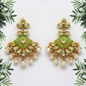 Pista Green Color Mint Meena Earrings-0