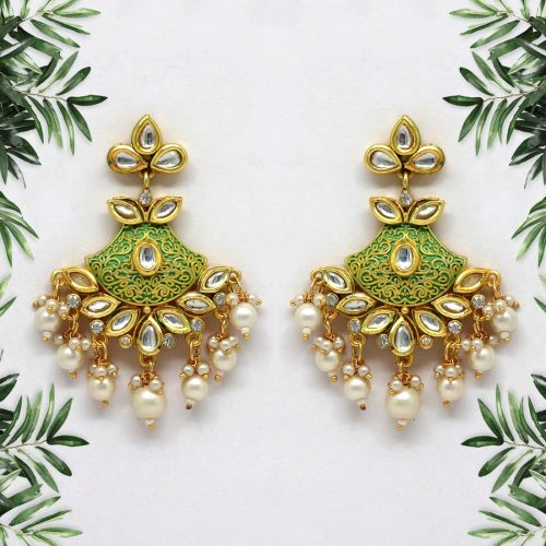 Pista Green Color Mint Meena Earrings