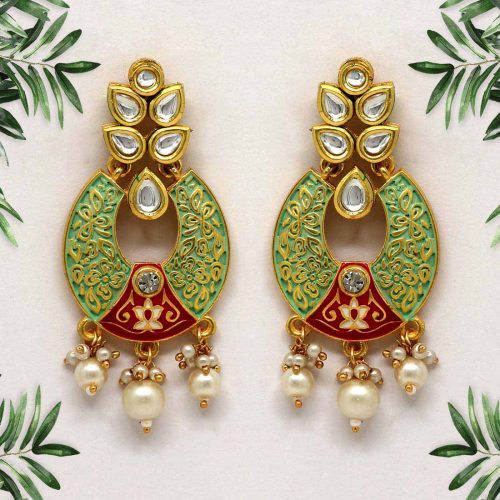 Pista Green Color Mint Meena Earrings