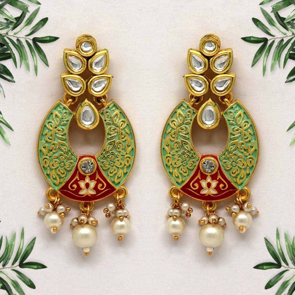 Pista Green Color Mint Meena Earrings-0