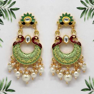Pista Green Color Mint Meena Earrings-0