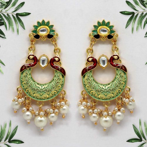 Pista Green Color Mint Meena Earrings