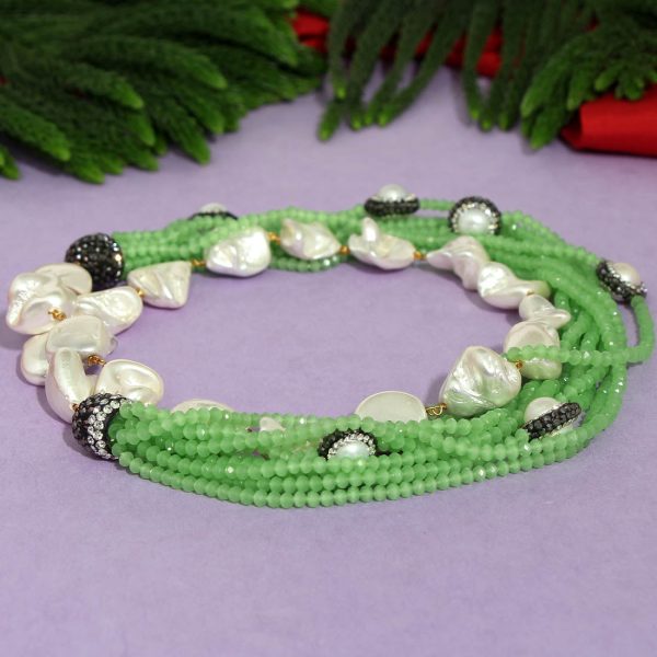 Pista Green Color Stone Necklace Set-10667