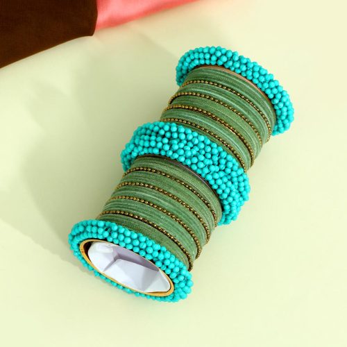 Pista Green Color Thread Bangle Set Size: 2.6