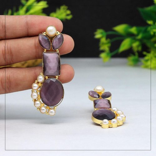 Purple Color Amrapali Earrings