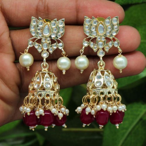 Purple Color Kundan Earrings