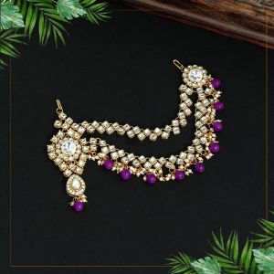 Purple Color Kundan Maang Pasa-0