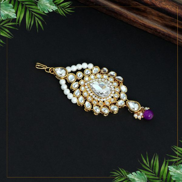 Purple Color Kundan Maang Pasa-0