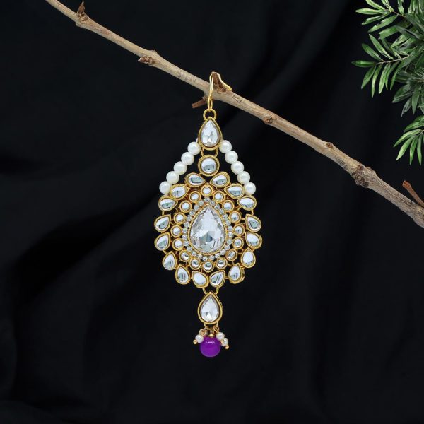 Purple Color Kundan Maang Pasa-9344