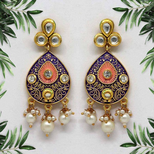 Purple Color Mint Meena Earrings-0