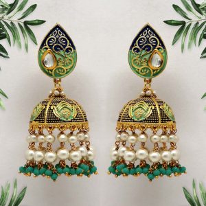 Rama Green Color Mint Meena Earrings-0