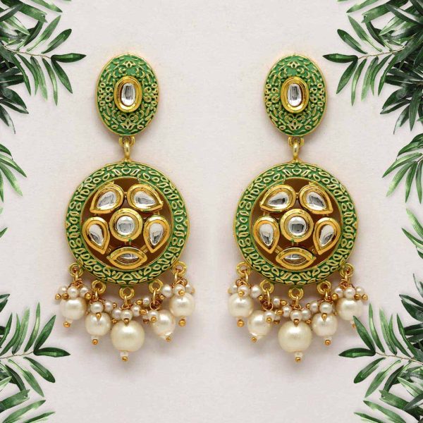 Rama Green Color Mint Meena Earrings-0