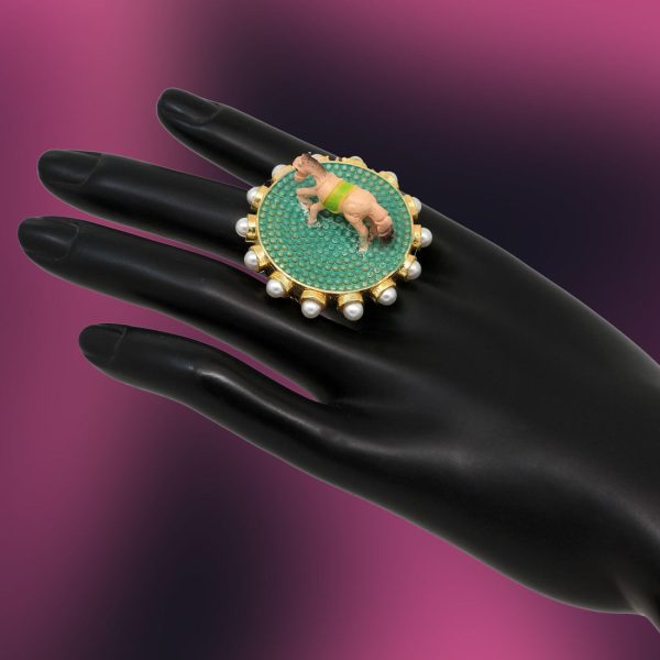 Rama Green Color Mint Meena Finger Ring For Women-0