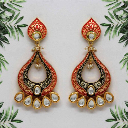 Rani & Blue Color Mint Meena Earrings