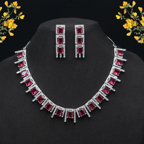 Rani Color American Diamond Necklaces Set