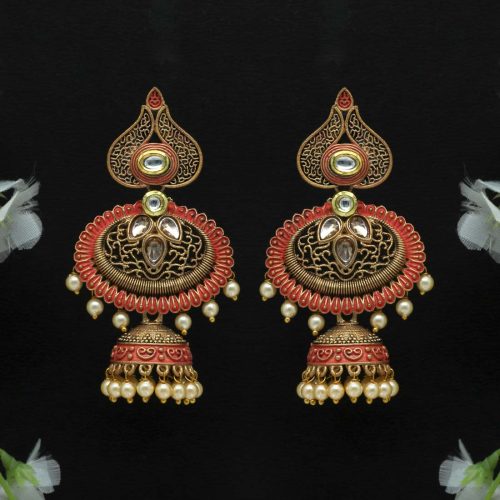 Rani Color Glass Stone Mint Meena Earrings