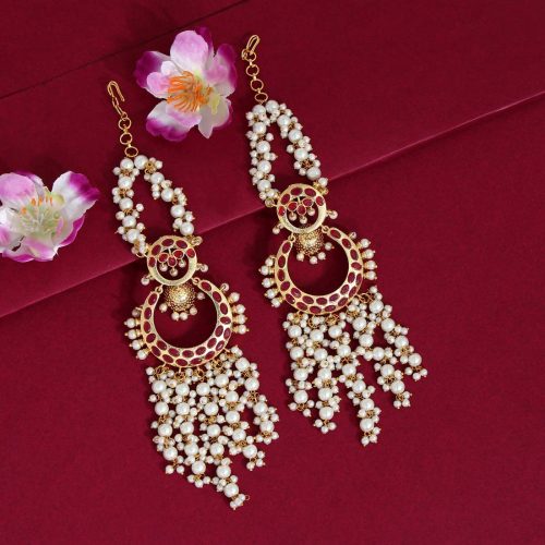 Rani Color Kundan Earrings