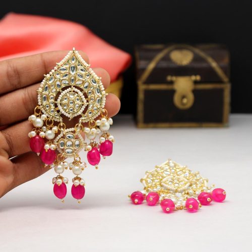 Rani Color Kundan Earrings