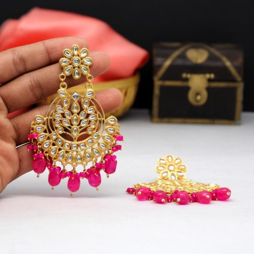 Rani Color Kundan Earrings