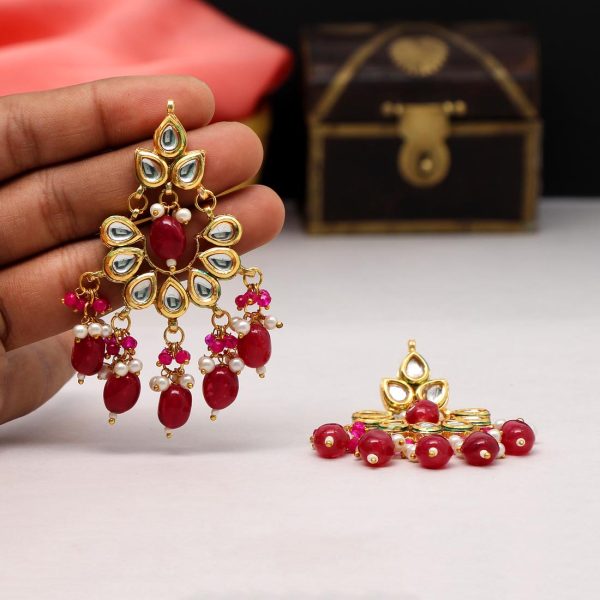 Rani Color Kundan Earrings-0