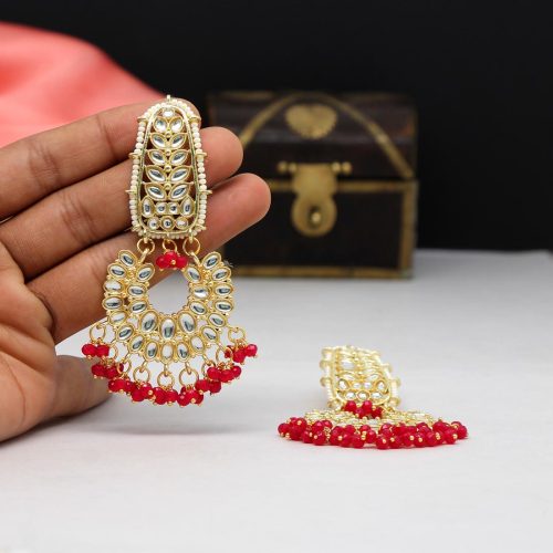 Rani Color Kundan Earrings