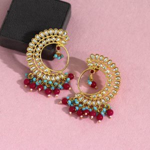 Rani Color Kundan Earrings-0