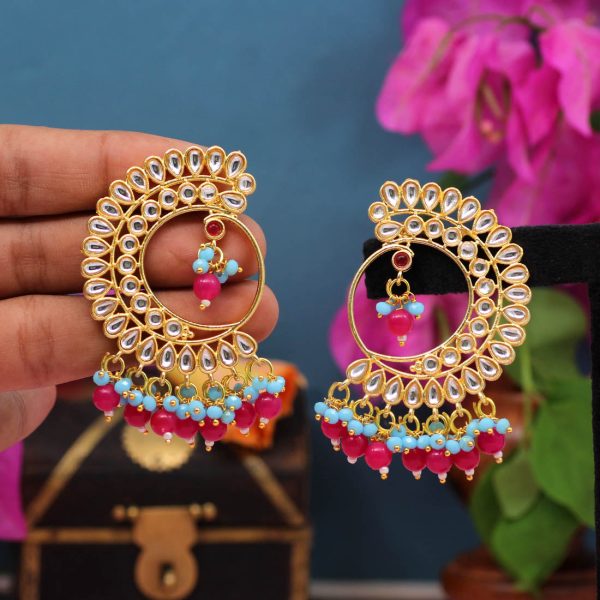 Rani Color Kundan Earrings-11645