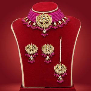 Rani Color Kundan Necklace Set-0