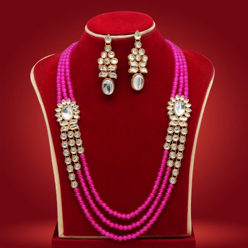 Rani Color Kundan Necklace Set