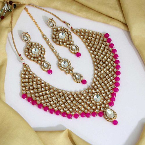 Rani Color Kundan Necklace Set