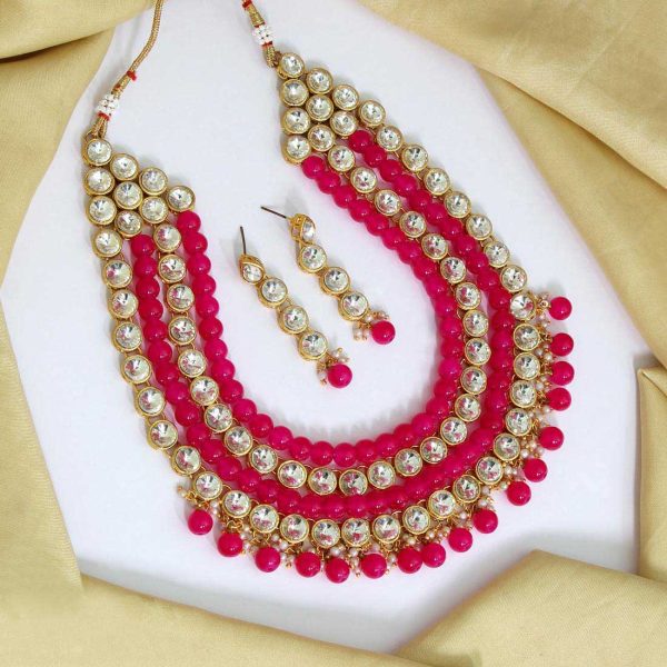 Rani Color Kundan Necklace Set-0