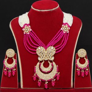 Rani Color Kundan Necklace Set-0