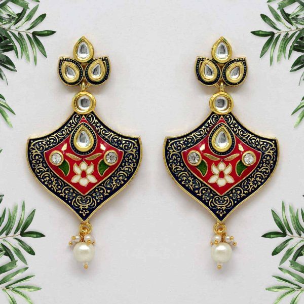 Rani Color Meenakari Earrings-0