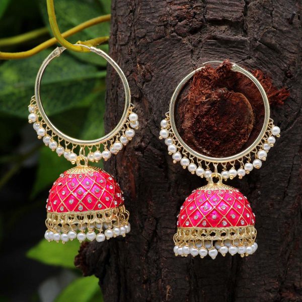 Rani Color Meenakari Earrings-0