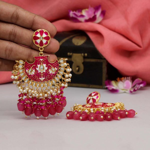 Rani Color Meenakari Earrings-0