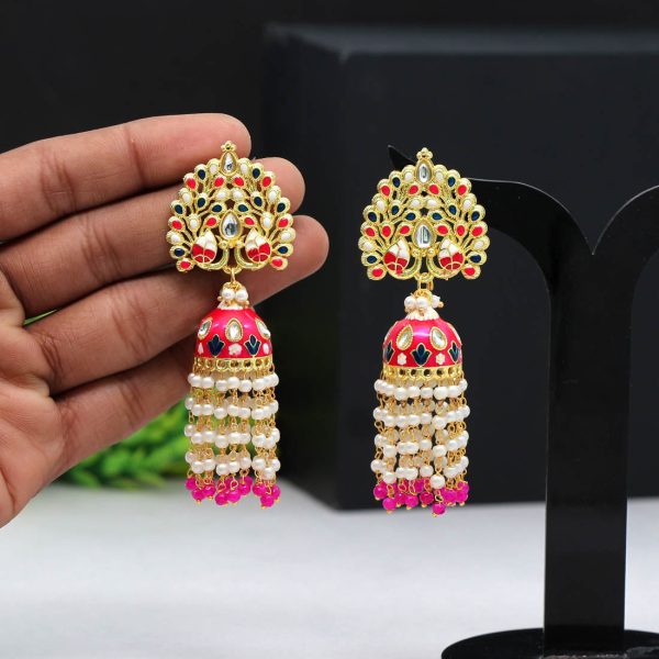 Rani Color Meenakari Earrings-0