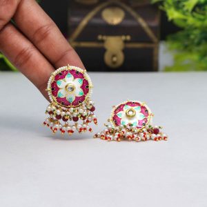 Rani Color Meenakari Earrings-0