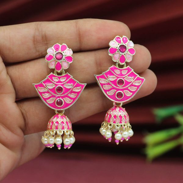 Rani Color Meenakari Earrings-0