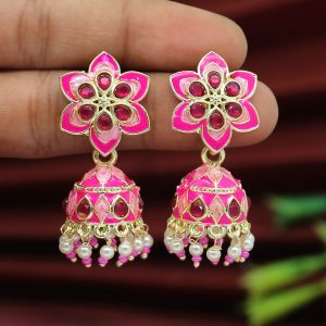 Rani Color Meenakari Earrings-0