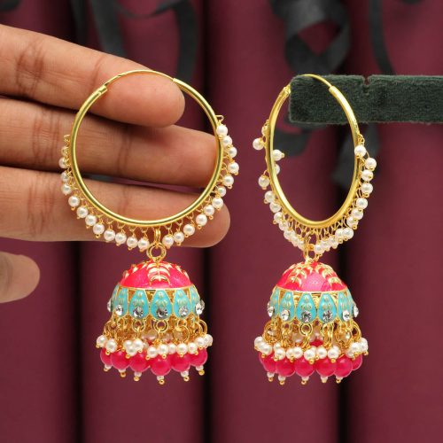 Rani Color Meenakari Earrings