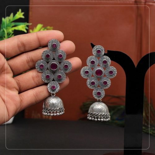 Rani Color Oxidised Brass Earrings